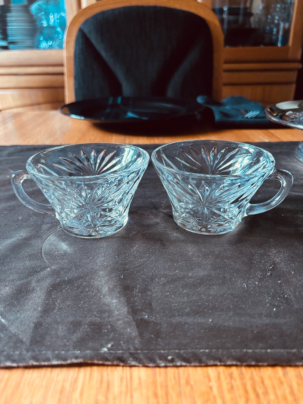Vintage Anchor Hocking Clear Prescut Star of David Punch Cups- Set of 2
